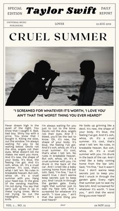 the front page of taylor swift's magazine, featuring an image of two people talking