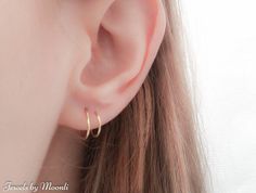 SALE Double Earring Fake Piercing Tiny Hoop by JewelsByMoonli Double Earring, Fake Earrings, Double Earrings, Double Hoop Earrings, Tiny Hoop Earrings, Fake Piercing, Jewelry Gift Box, Norway, Ear Cuff