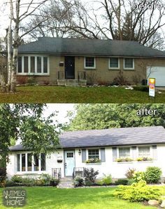 before and after photos of a house in the suburbs