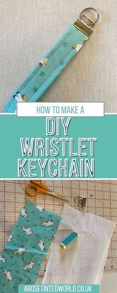 the instructions for how to make a diy wristlet keychain with fabric