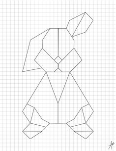 a drawing of a dog made out of paper on graph paper with the shape of a cat