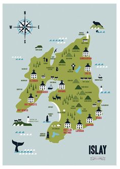 an illustrated map of the island of isles, with different locations and their names on it