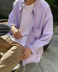 Purple Summer Outfits Men, Pastel Fits Men, Mens Lilac Outfit, Lavender Outfits Men, Pastel Preppy Outfit Men, Purple Aesthetic Outfit Men, Pastel Masculine Outfits, Men’s Purple Outfit