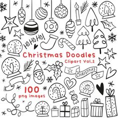 christmas doodles clipart vol 2