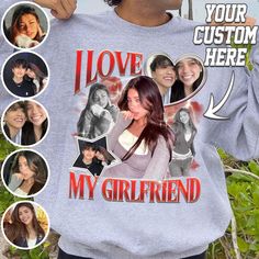 Show your love in a unique way with our custom "I Love My Girlfriend" shirt! This one-of-a-kind shirt lets you express your feelings with a personal touch through custom photos, making it the perfect gift for your girlfriend or boyfriend. Whether it's Valentine's Day or just a special occasion, this custom picture shirt stands out as a thoughtful present that your loved one will cherish. With our "I Love My GF Shirt" design, you can wear your heart on your sleeve and share your affection openly. I Love My Gf Shirt, I Love My Girlfriend Shirt, I Love My Gf, Love My Gf, Vintage Rap Tees, Special Gifts For Him, Girlfriend Shirt, Love My Girlfriend, Girlfriend Shirts