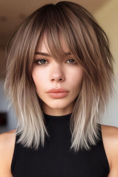 35 Shaggy Haircuts Inspired by Brigitte Bardot's Iconic Style - Fab Mood | Wedding Color, Haircuts & Hairstyles | Nails | Colours Long Angled Bob With Bangs, Shag Cut Straight Hair, Haircut Ideas Brown Hair, Salon Pics