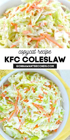 KFC Coleslaw in a bowl Sweet Creamy Coleslaw, Kfc Copycat Coleslaw, Better Than Kfc Coleslaw, Sweet Creamy Coleslaw Recipe, Coleslaw Kfc Copycat Slaw Recipes, Best Coleslaw Recipe, Asian Coleslaw, Veggie Side Dish Recipes