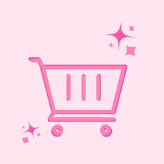 a pink shopping cart with stars coming out of it