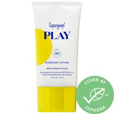 A fast-absorbing, non-greasy, water- and sweat-resistant, reef-safe, and broad-spectrum SPF 50 lotion for the face and body.Skin Type: Normal, Dry, Combination, and Oily Skincare Concerns: DrynessFormulation: LotionHighlighted Ingredients:- Sunflower Extract: Rich in beta carotene and helps protect your skin from external environmental elements.- Rosemary Leaf Extract: Has a calming effect on the skin and is rich in antioxidants. Ingredient Callouts: This product is vegan, cruelty-free, reef-saf Everyday Sunscreen, Best Spf, Best Sunscreens, Pregnancy Safe Products, Body Sunscreen, Favorite Skincare Products, Sunscreen Spf 50, Oily Skin Care, Sunscreen Lotion