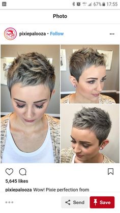 Silver Pixie, Short Hair Pixie Cuts, Super Short Hair, Short Grey Hair, Sassy Hair, Best Pixie Cuts, Very Short Hair, Short Hair Color