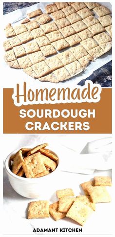 homemade sourdough crackers with the title above it