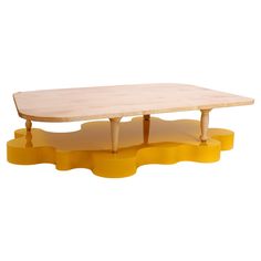 The original, the only one made by the author. At the same time, the author, as with other works, decided that only one table would remain forever. The base of the table has an amorphous shape, which is connected to the trapezoid-shaped wooden board by non-uniform legs. It is a work – an original – a piece of furniture where nothing is as it usually is. The laws of conformity do not apply here. Coffee And Cocktail Tables, Wooden Board, Cocktail Tables, Table Furniture, The Original, Coffee Table, Couch, The Originals, Yellow