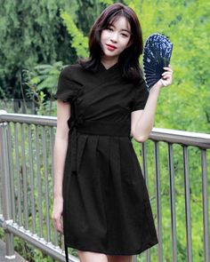 This is a Korean Modern Hanbok Dress for Women.It is Wrap Style Dress in Black color.This hanbok is modernly designed so you can wear it comfortably and beautifully.This modern hanbok is perfect dress for daily and special celebrations such as parties or various events.⭐You can create a variety of styles by layering skirts of different colors on this dress. Go look Modern Hanbok Skirts:https://www.etsy.com/shop/LunarJogak?ref=seller-platform-mcnav&section_id=33459396⭐Decorate more stylishly Black Stand Collar Dress For Summer, Chic Black Dress With Stand Collar, Black Stand Collar Evening Dress, Black Evening Dress With Stand Collar, Modern Hanbok Outfit, Modern Hanbok Blackpink, Korean Hanbok Female, Korean Hanbok Modern, Modern Hanbok Dress