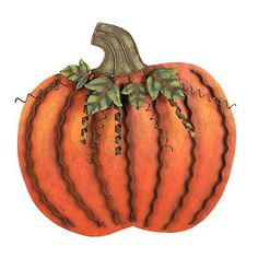 a drawing of a pumpkin with leaves on it