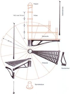 a diagram showing the different parts of a bench and umbrella stand, with instructions for how to use it