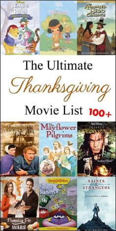 the ultimate thanksgiving movie list for kids and adults, including movies that are all in one place