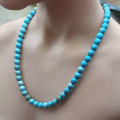 Necklaces - Genuine Turquoise Necklace Spiritual Single Strand Round Necklace, Spiritual Single Strand Beaded Necklace, Spiritual Turquoise Necklace With Round Beads For Meditation, Spiritual Round Turquoise Necklace, Spiritual Turquoise Necklace With Round Beads For Healing, Spiritual Single Strand Necklace For Meditation, Spiritual Turquoise Necklace With 8mm Beads, Spiritual Turquoise Necklace With Round Beads For Gift, Spiritual Single Strand Agate Necklace