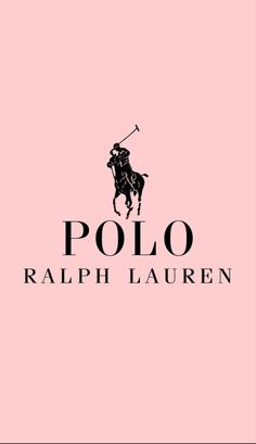 the polo logo is shown in black and pink colors on a light pink background with an image of a man riding a horse