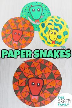 four paper snakes with the words this crafty family on them and an image of two lions