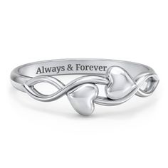 Sterling Silver Engravable Initial Heart and Infinity Ring Heart And Infinity, Beautiful Promise Rings, Mother's Ring, Being In Love, Mother Rings, Infinity Ring, Handcrafted Rings, Always And Forever, Birthstone Ring