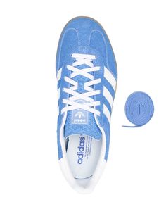 Adidas Gazelle Sneakers - Farfetch Blue Low-top Sneakers With Three Stripes, Low-top Suede Sneakers With Three Stripes, Suede Low-top Sneakers With Three Stripes, Adidas Blue Sneakers With Three Stripes, Blue Sporty Sneakers With Three Stripes, Blue Low-top Sneakers With Three Stripes Branding, Blue Leather Sneakers With Three Stripes, Blue Sneakers With Three Stripes Branding, Blue Suede Sneakers With Vulcanized Sole