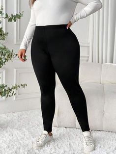 Style:Casual \nType:Regular \nColor:Black \nPattern Type:Colorblock \nPattern Type:Plain \nLength:Long \nWaist Line:High Waist \nTemperature:Winter (<10℃/50℉) \nFabric:Medium Stretch \nMaterial:Knitted Fabric \nComposition:90% Polyester \nComposition:10% Elastane \nCare Instructions:Machine wash, do not dry clean \nBody:Unlined \nSheer:Semi-Sheer \n Fleece Lined Leggings, Lined Leggings, Plus Size Leggings, Women's Leggings, Color Blocking, Knitted Fabric, Style Casual, High Waist, Dry Clean