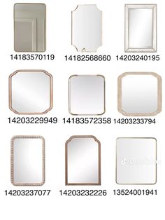 various mirrors are shown in different sizes and shapes