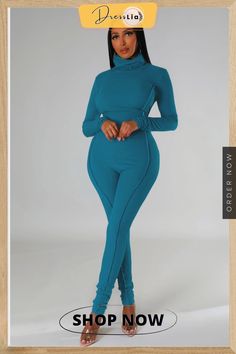 Winter Turtleneck Long Sleeve Backless Skinny Jumpsuit Chic Fitted Jumpsuits And Rompers For Winter, Chic Fitted Winter Jumpsuits And Rompers, Jumpsuit With Turtleneck, Classy Jumpsuit, Winter Turtleneck, Stretch Jumpsuit, Fall Must Haves, Turtleneck Long Sleeve, Keep It Classy