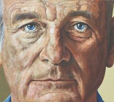 a painting of an older man with blue eyes