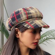 Brown Plaid Glam Hat – Just Your Average Gal Tweed Hat, Quality Hats, Beret Hat, Brown Plaid, Trendy Clothes For Women, Pink Brown, Red Plaid, Hats For Women, Beautiful Colors