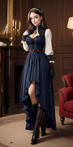 Victorian Outfits Women, Victorian Fashion Women, Best Costume, Steampunk Women, Lady A, Elegance Style, Fantasy Dresses, Steampunk Style, Victorian Clothing