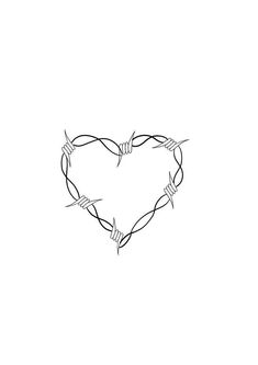 a heart made out of barbed wire on a white background with the word love written in it