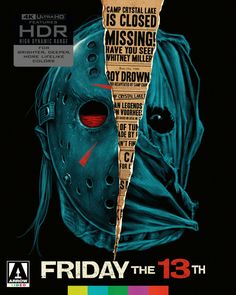 friday the 13th movie poster with a mask on it's face and words written in different languages