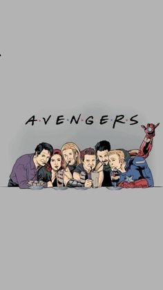 the avengers family is sitting together