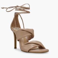 Take $20 Off! Vince Camuto Leather Sandal Color: Dark Blush Size: 9.5 Price: $79 Prod. Detail: 3.5" Heel Leather Or Suede Upper; Synthetic Sole Soft Square Toe; Twisted Toe And Vamp Straps; Ankle Laces; Heel Counter; Stiletto Heel Ties At Ankle Made In Brazil Prod. Item #:14493-01/2620 Dark Blush, Leather Jewels, Tan Leather Sandals, Leather Gladiator Sandals, Jeweled Sandals, Womens Chunky Heels, Leather Heels Sandals, Leather Sandals Flat, Strappy Sandals Heels