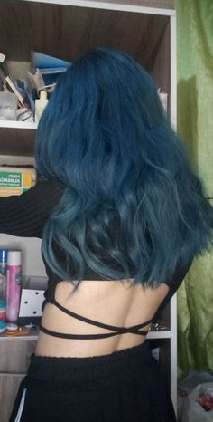 Adore Royal Navy Hair Color, Alt Blue Hair, Hair Styles Goth, Blue Aesthetic Hair, Greenish Blue Hair, Hair Styles Blue, Alt Hair Styles, Blue Hair Inspiration, Dye Blue Hair