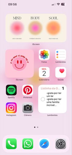 an iphone screen with different icons and text on the bottom right corner, in pink