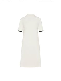 MO&Co. Women's Polo Collar Contrast Dress Made from a blend of 67.5% viscose and 32.5% polyamide for a unique finish, it offers a V-neck collar with contrasting trim details, and a signature M logo patch for added flair. Perfect for any special occasion, this refined dress will be a timeless addition to your wardrobe. Features : - V-neck with collar design- Contrasting trim details- Embroidered M logo patch front Code: MBC2DRS023The back length of size S is 86cmMATERIALS & CARE Material: 67.5% V Luxury Polo Collar Top With Contrast Trim, Luxury Cream Polo Collar Top, Streetwear Polo Collar Top With Embroidered Logo, White Polo Collar T-shirt With Embroidered Logo, Contrast Dress, Sporty Polo Collar Golf T-shirt, Collar Designs, Polo Collar, Trim Detail