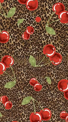 a leopard print with red roses on it