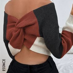 Brand New Off The Shoulder Shein Sweater Shein Sweater, Pullover Outfit, Cropped Pullover, Sweater Layering, Women Sweaters, Crop Top Sweater, Ribbed Knit Sweater, Knitwear Women, Pita