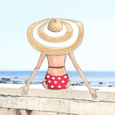 H Nichols Illustration, Holly Nichols, Copic Art, Beach Illustration, Without Me, Illustration Girl, Summer Art, Beach Scenes, Beach Art