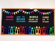 a blackboard with colorful writing on it