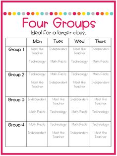 the three groups calendar for teachers to help students learn how to use their technology skills