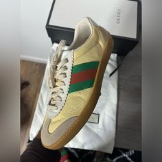 Ships Next Day, Serial Code Listed. Excellent Condition, Feel Free To Ask Questions. 100% Authentic Shoes Gucci, Green Sneakers, Green Cream, Gucci Shoes, Gucci Men, Mens Shoes Sneakers, Wedding Sneaker, Wedding Shoe, Men's Shoes