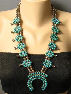 Squash Blossom Necklace, Squash Blossom, Turquoise Necklace, Native American, Necklaces, Pendant Necklace, Turquoise, Beads, Free Shipping