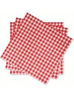 three red and white checkered paper napkins