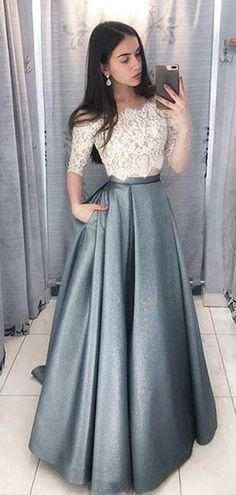 Grey Prom Dress, Prom Dresses With Pockets, Salwar Kamiz, Floor Length Prom Dresses, Prom Dresses Two Piece, Elegant Prom Dresses, Prom Dresses For Teens