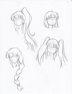 some drawings of different hair styles and hairstyles for the character's head