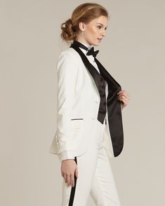 Diamond White & Black Shawl Collar Tuxedo Jacket - Women’s Tuxedo Suits | girls prom tuxedo | gal tux | Wedding Party, Bridesmaids Lesbian Wedding Suit, Tuxedo Women Suits, Female Tux, 3 Piece Tuxedo, Girl Tuxedo, Womens 3 Piece Suit, Tuxedo Wedding Suit, Shawl Collar Tuxedo, Shawl Collar Jacket