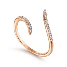 14K Rose Gold Diamond Open Bypass Ring Classic Wedding Band, Bypass Ring, Rose Gold Band, Anniversary Bands, Rose Gold Diamonds, Pendant Bracelet, White Rose Gold, Gold Platinum, Gold Band